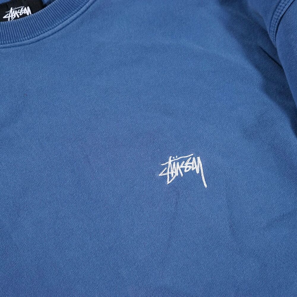 Stussy Logo Crewneck Sweatshirt Blue Mens Large - Picture 2 of 8